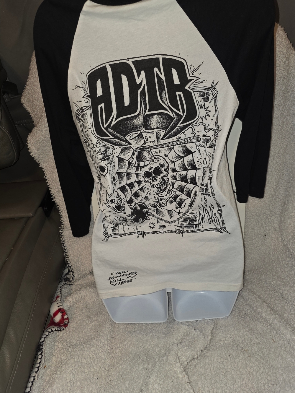 Black and White ADTR Graphic Raglan Tee a Day To Remember Small